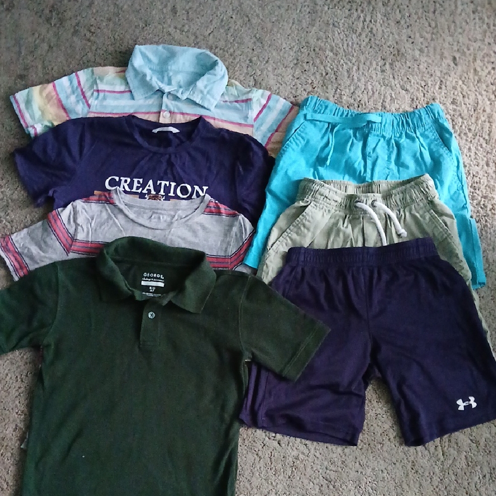 Lot Of 7 Pcs Kids Shirts And Shorts Sz S